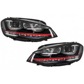 Phares 3D LED DRL pour VW Golf 7 VII 12-17 ROUGE R20 GTI Look LED Flowing