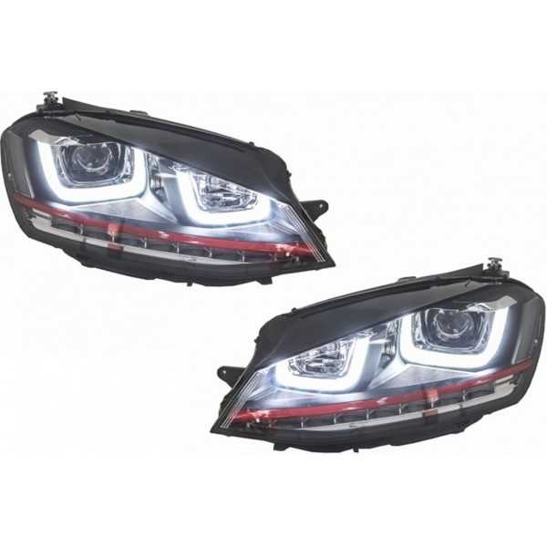 Phares 3D LED DRL pour VW Golf 7 VII 12-17 ROUGE R20 GTI Look LED F...