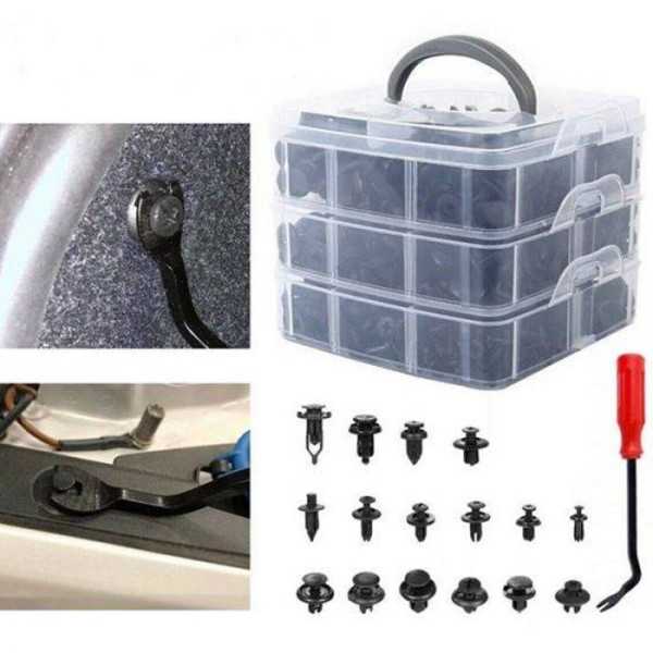 Boîte d'assortiment de clips automotive  630 pièces assorti + Outil de montage