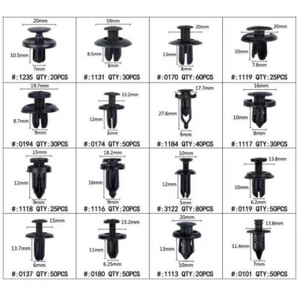Boîte d'assortiment de clips automotive 630 pièces assorti + Outil ...