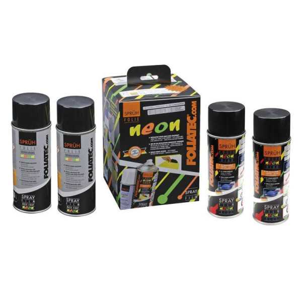 Foliatec Spray Film NEON Set 4 pièces  bleu 2x400ml  base coat 2x400ml