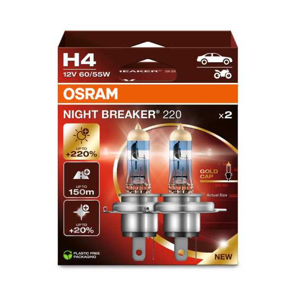 Osram Night Breaker 220 Ampoules Halogène  H4  12V6055W  set de 2 pièces