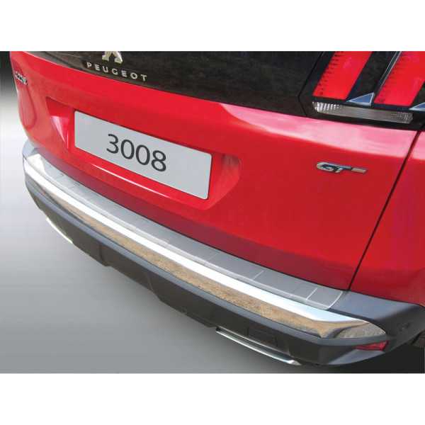 Protecteur de parechocs arrière ABS pour Peugeot 3008 II 2016 Argent Ribbed