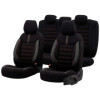 Housse de sièges universel en textilecuir 'Limited' Noir + Coutures rouge  11pièces  adapté aux SideAirbags