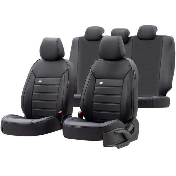 Ensemble de housses de siège universelles en cuir Premium Noir  11 pièces  convient aux airbags latéraux