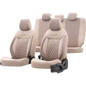Ensemble de housses de siège universelles en velourstissu Comfortline VIP Crème  11 pièces  convient aux airbags latéraux