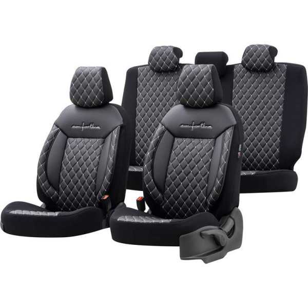Ensemble de housses de siège universelles en cuirtissu Comfortline VIP noirgris  11 pièces  adapté aux airbags latéraux