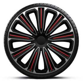 Jeu d'enjoliveurs JTec Rosso 14 pouce argentnoirrouge | J-tec | Enj...