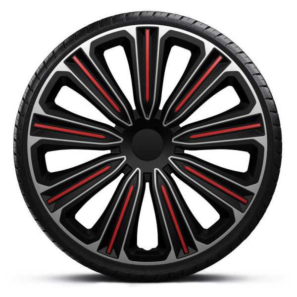 Jeu d'enjoliveurs JTec Rosso 14 pouce argentnoirrouge | J-tec | Enj...