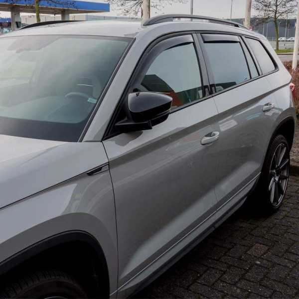 Déflecteurs latéraux Dark pour Skoda Kodiaq 2017 uniquement avec cadres de fenêtre noirs