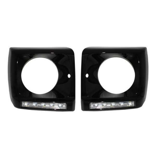 Couvre pour Mercedes G W463 89-12 LED DRL Chrome G65 Look Noir