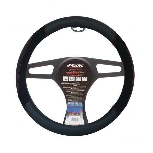 Couvre volant Simoni Racing Shammy Black  3739cm  EcoCuir noir  coutures rouges