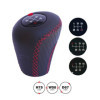 Pommeau de levier de vitesse Simoni Racing Slick  Cuir noir  coutures rouges  3 modèles de changement de vitesse