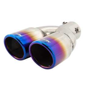 Embout déchappement Simoni Racing Double RondIncliné InoxTitane  Ø76xL230mm  Assemblage 3758mm