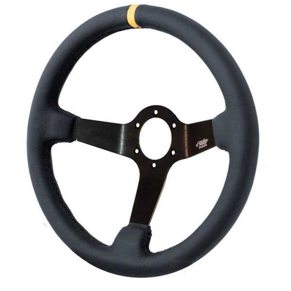 Simoni Racing Volant Sport Carrera 350mm  Cuir Noir Plat profond  95mm