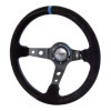 Volant sport Simoni Racing Shakedown 350mm  Alcantara noir  coutures bleues Deep Dish  95mm