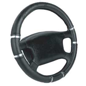 Couvre Volant Simoni Racing ChromeNoir  3739cm  EcoCuir Noir