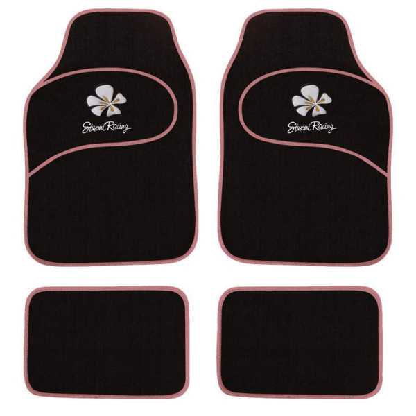 Simoni Racing Universal Car Mats Daisy  Fleurs roses  4 pièces