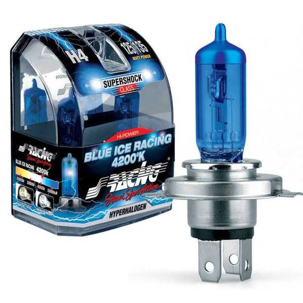 Ampoules halogènes Simoni Racing Blue Ice Racing H4 4200K 12V6055W lot de 2 pièces ECER37