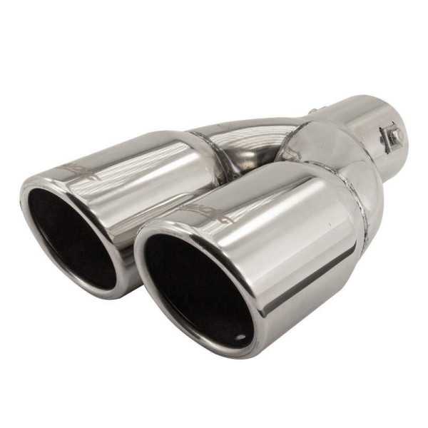 Embout déchappement Simoni Racing Double RondIncliné Inox  Ø76xL230mm  Assemblage 58mm