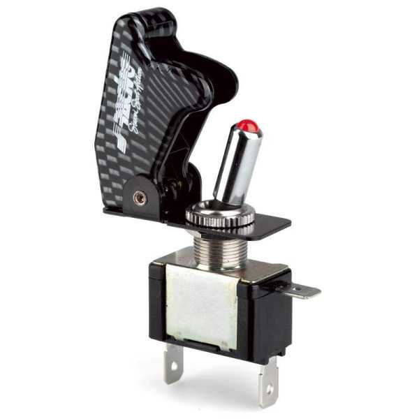 Interrupteur Simoni Racing Baby Go  Look Carbone  LED Rouge  12V20Amp