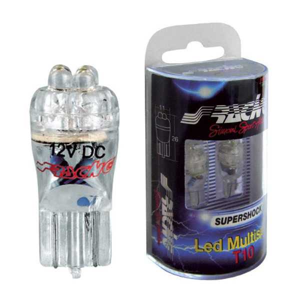 Lampes Multispot 4 LED Simoni Racing T10  Blanc  Lot de 2 pièces