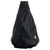 Simoni Racing Gear Shift Cover Cuffia  125x125mmØ140  Cuir Noir  Coutures Rouges