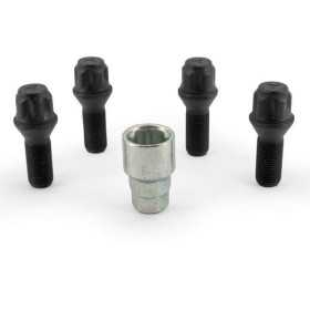 HR Jeu de blocages de roues M14x1.25x28mm conique Noir  4 boulons de carrosserie avec adaptateur