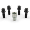 HR Jeu de blocages de roues M14x1.25x28mm conique Noir  4 boulons de carrosserie avec adaptateur