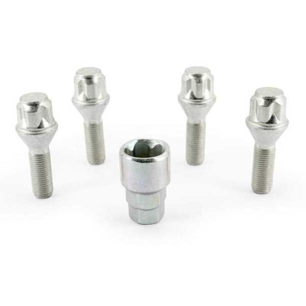 HR Jeu de blocages de roues M12x1.25x30mm conique  4 boulons de carrosserie avec adaptateur