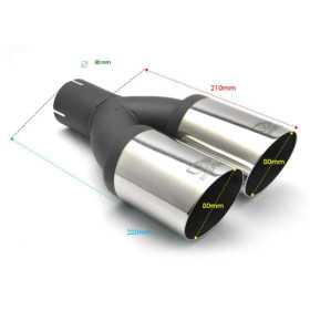 Embout déchappement Ulter Sport Double Rond Ø80mm Coudé Longueur 28...
