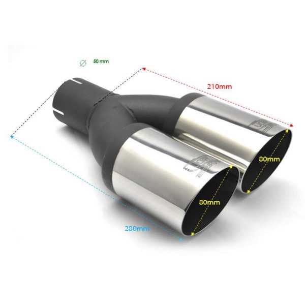 Embout déchappement Ulter Sport Double Rond Ø80mm Coudé Longueur 28...