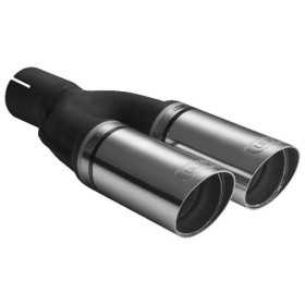 Embout déchappement Ulter Sport  Course Double Rond Ø60mm  Longueur 220mm  Assemblage 50mm  Inox