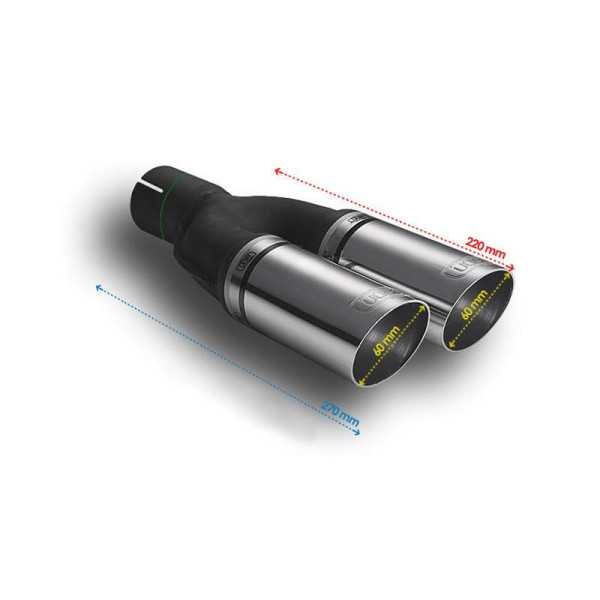 Embout déchappement Ulter Sport Course Double Rond Ø60mm Longueur 2...