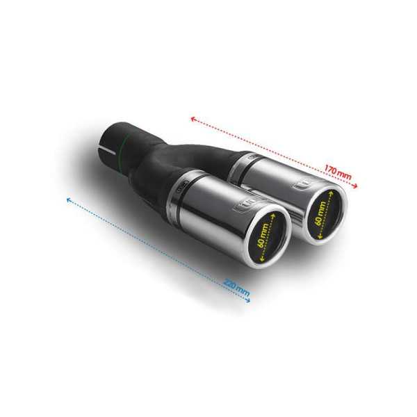 Embout déchappement Ulter Sport Double Rond Ø60mm Longueur 170mm Fi...