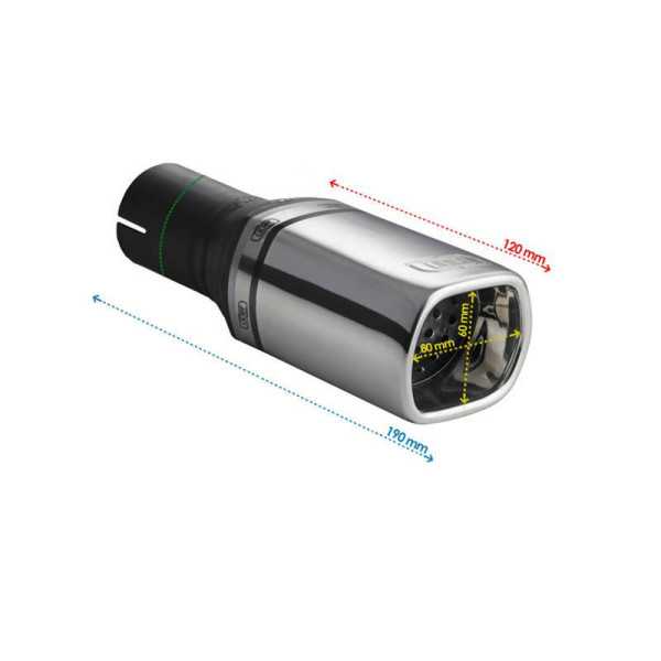 Embout déchappement Ulter Sport Rectangle 80x65mm Longueur 120mm Fi...