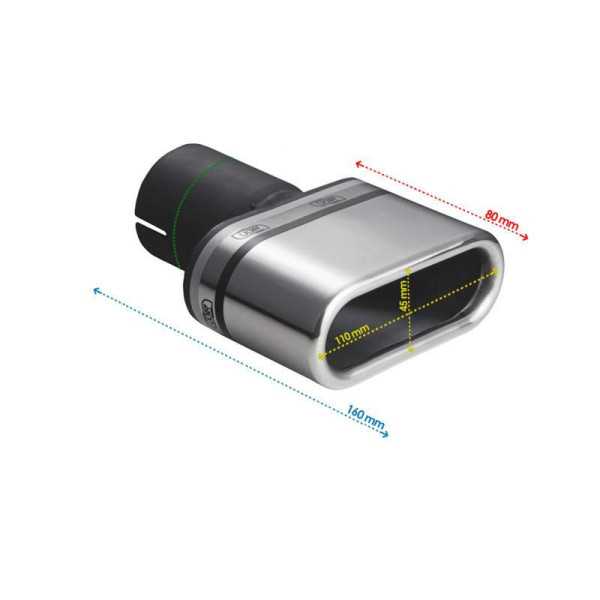 Embout déchappement Ulter Sport Ovale 110x45mm Longueur 80mm Fixati...