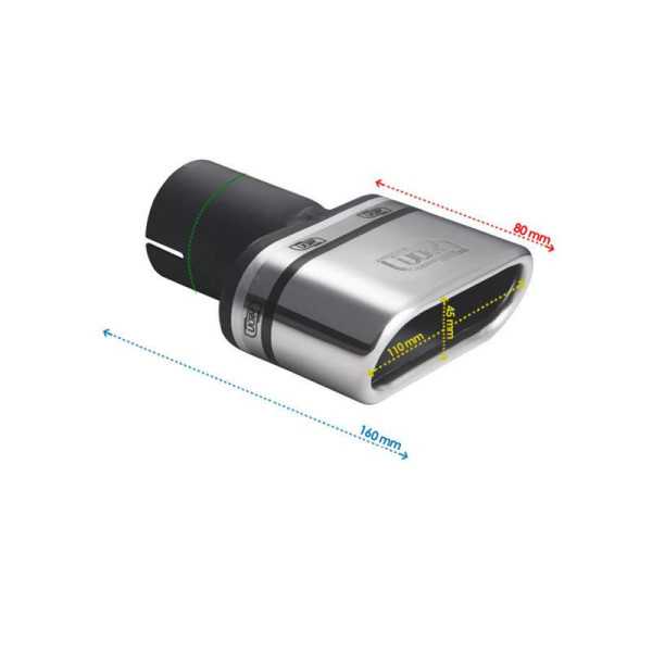 Embout déchappement Ulter Sport Ovale 110x45mm coudé Longueur 80mm ...