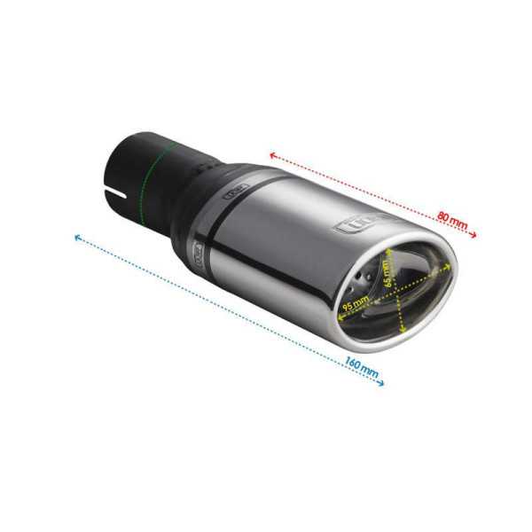 Embout déchappement Ulter Sport Ovale 95x65mm Longueur 80mm Assembl...