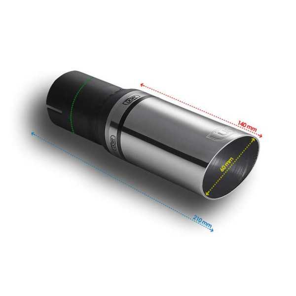 Embout déchappement Ulter Sport Rond Ø60mm Coudé Longueur 140mm Fix...