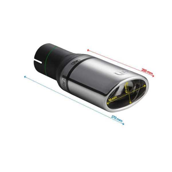 Embout déchappement Ulter Sport Ovale 95x65mm coudé Longueur 200mm ...