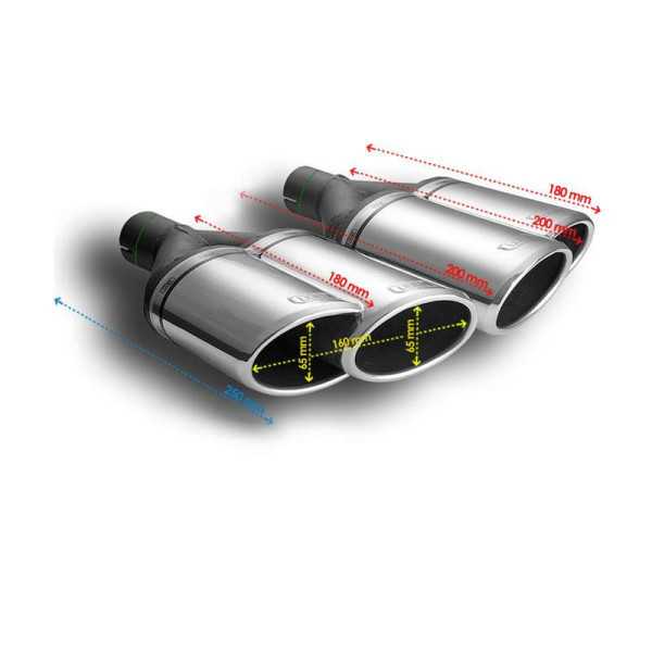 Embout déchappement Ulter Sport droit Double ovale 160x65mm Longueu...