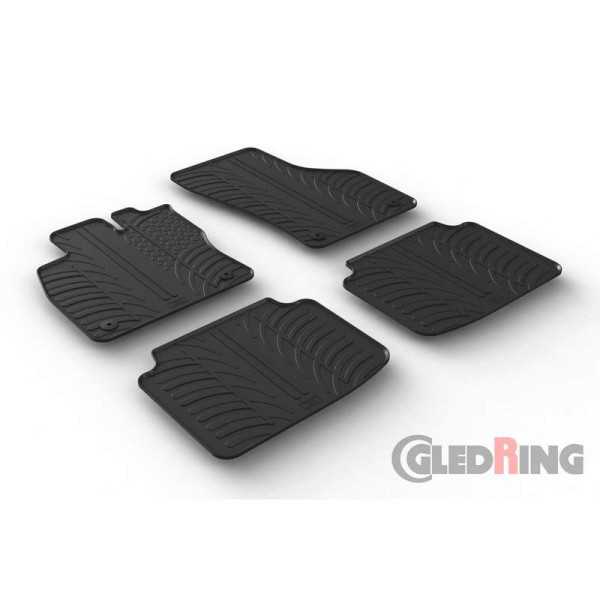 Tapis en caoutchouc pour Skoda SuperB 42015 profil en T 4 pièces  clips de montage