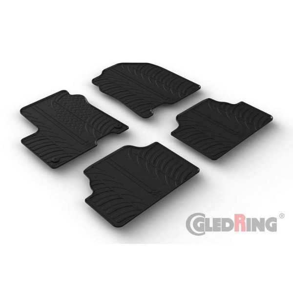 Tapis en caoutchouc pour Hyundai Kona EV 42018 profil en T 4 pièces  clips de montage