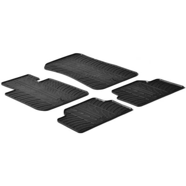 Tapis en caoutchouc pour BMW Série 1 E81E87 35 portes 20042011 profil en T 4 pièces  clips de fixation