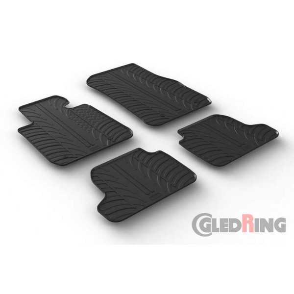 Tapis en caoutchouc pour BMW Série 2 F22 Coupé 2013 profil en T 4 pièces  clips de fixation