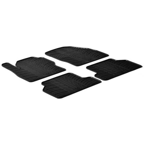 Tapis en caoutchouc pour Ford Focus II 20052011 profil en T 4 pièces  clips de montage