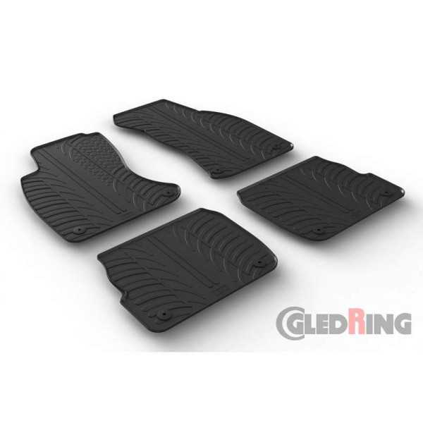 Tapis en caoutchouc adaptables pour Audi A6 19972004 profil en T 4 pièces  clips de fixation