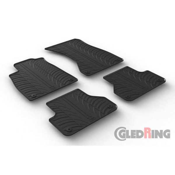 Tapis en caoutchouc pour Audi A4 20152021  FL 2021 profil en T 4 pièces  clips de fixation