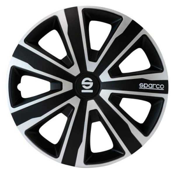 Jeu d'enjoliveurs Sparco Palermo 15 Pouces argentnoir